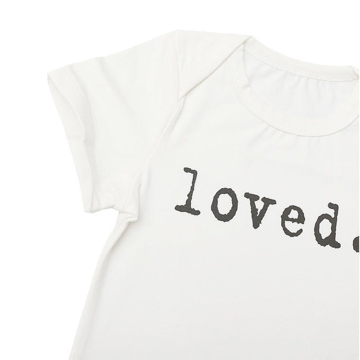 Baby Letter Print White Short-sleeve Romper