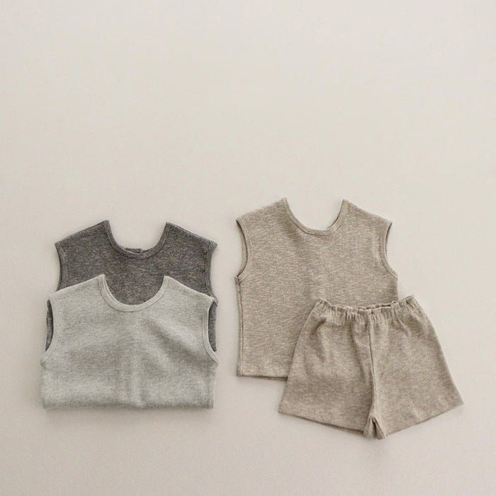 Baby's Cotton Tank Top with Shorts Set (3 Colors)