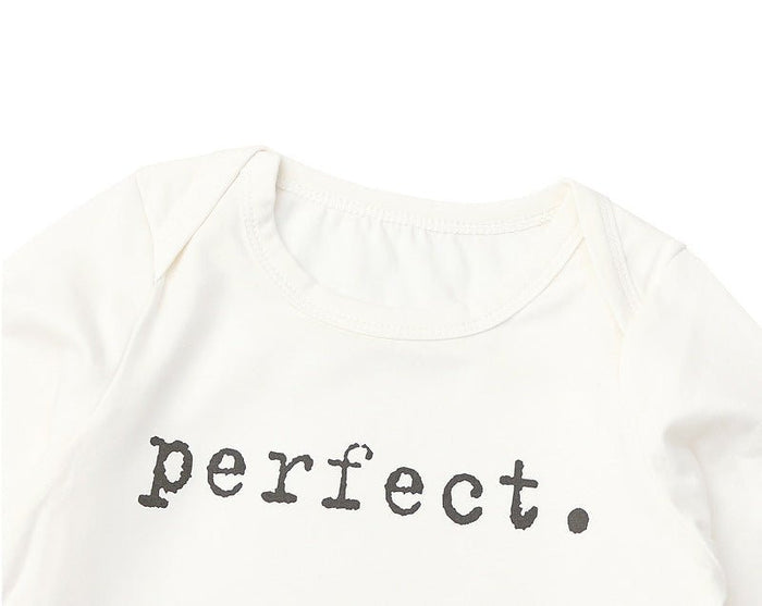 Baby's Letter Print White Long-sleeve Romper