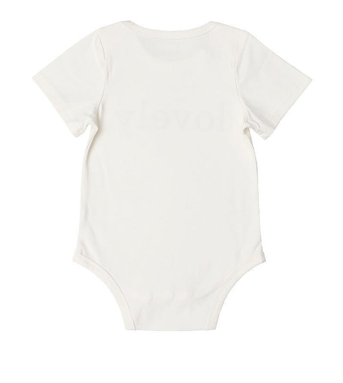 Baby's Letter Print White Short-sleeve Romper