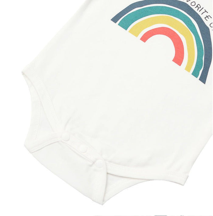 Baby's Rainbow Print White Short-sleeve Romper