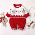 Baby's Solid Knit Long-sleeve Christmas Jumpsuit