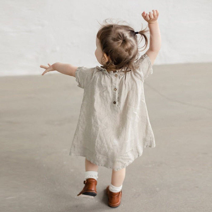 Baby/Toddler Girl Mixed Embroidery Short Sleeve Dress (3 Colors)