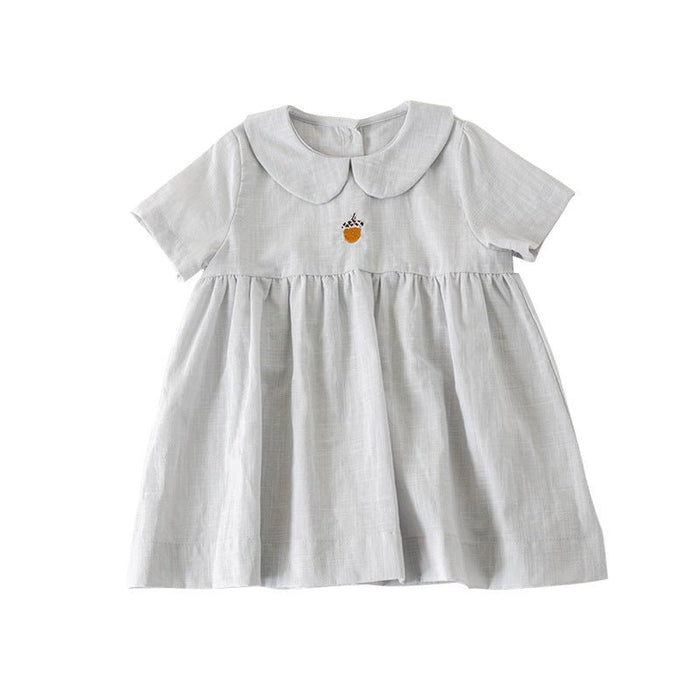Baby/Toddler Girl Mixed Embroidery Short Sleeve Dress (3 Colors)