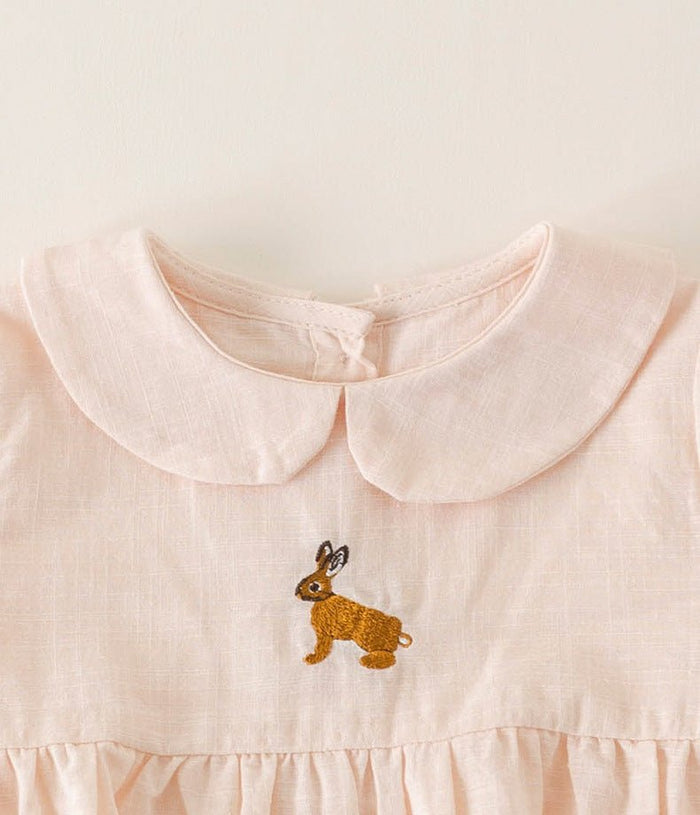 Baby/Toddler Girl Mixed Embroidery Short Sleeve Dress (3 Colors)