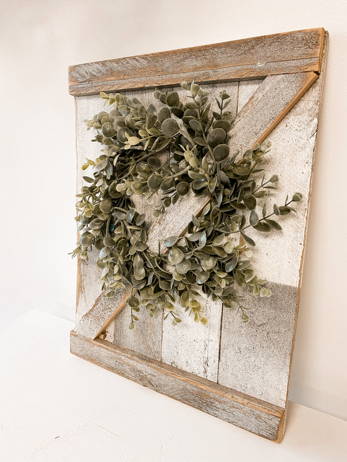 Barn Door w/ Green Wreath
