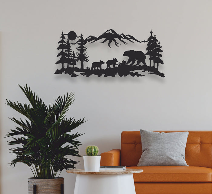 Bear Family Metal Wall Art