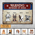 Beware Of Dog Metal Yard Sign, Gifts For Dog Lovers, Funny Warning Sign, Personalized Housewarming Gifts
