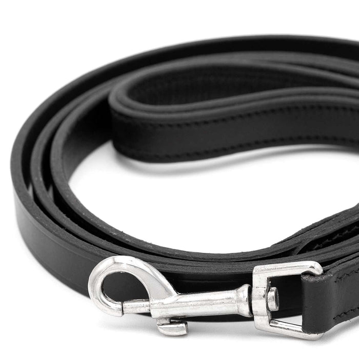 Black Leather Walking Lead with a Padded Handle