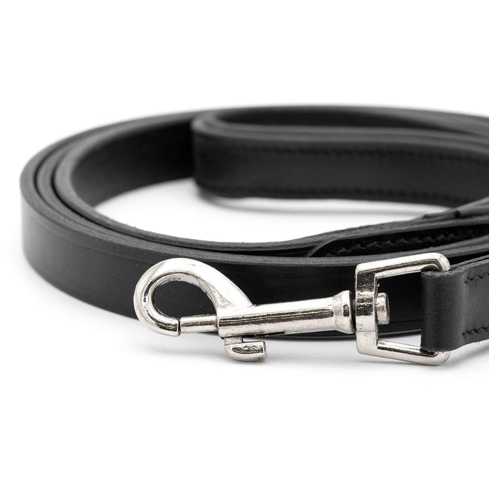 Black Leather Walking Lead with a Padded Handle