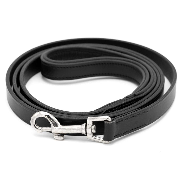 Black Leather Walking Lead with a Padded Handle