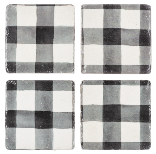 Black & White Gingham Coaster (4 pc. Set)