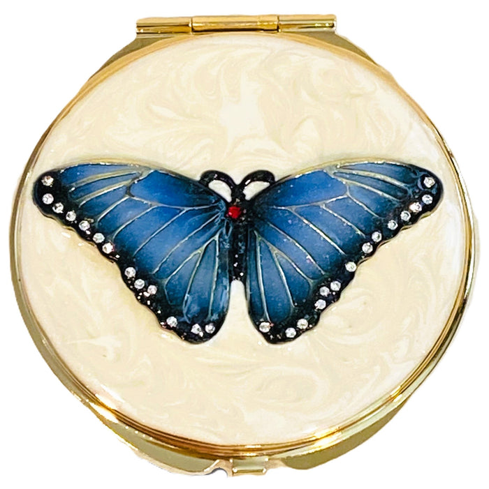 Blue Butterfly Compact Mirror