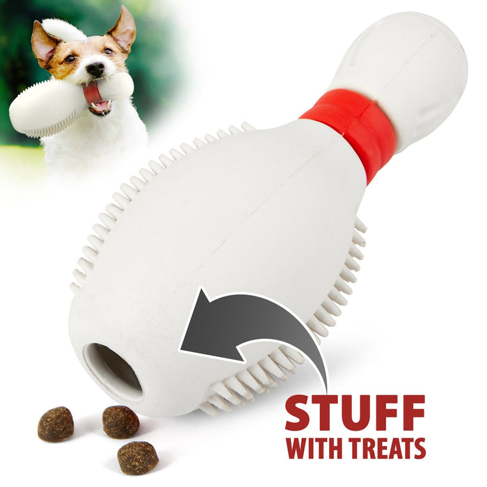 Bowling-Pin Treat Toy with a Textured Surface