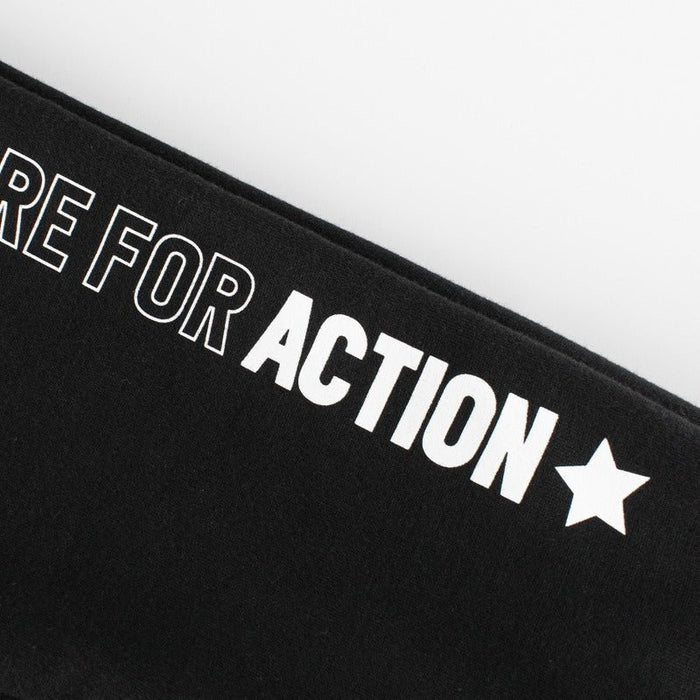 Boys Letter Print Black Cotton Sweatpants