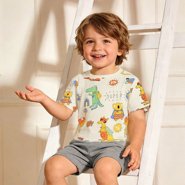 Boys' Superhero Animal Print Short Sleeve T-shirt