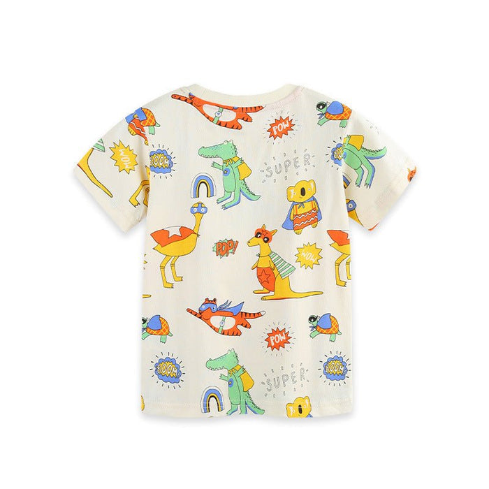 Boys' Superhero Animal Print Short Sleeve T-shirt