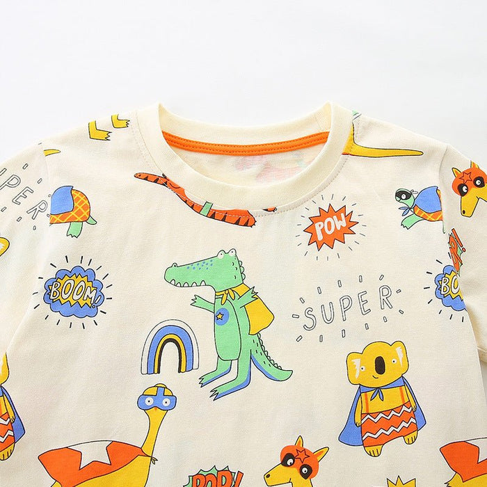 Boys' Superhero Animal Print Short Sleeve T-shirt