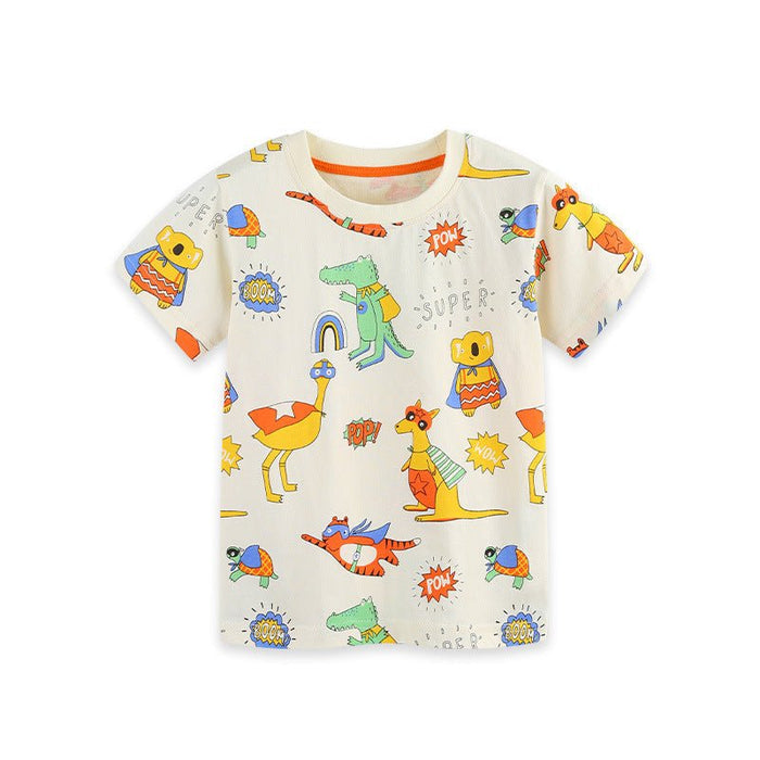Boys' Superhero Animal Print Short Sleeve T-shirt