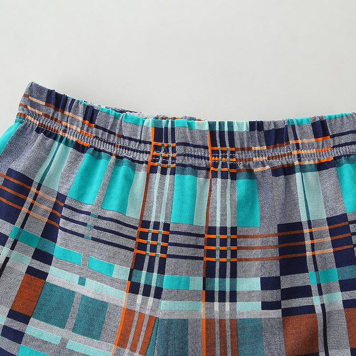 Boy's Whale Print Tee with Plaid Shorts Set