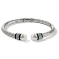 Brighton Meridian Open Hinged Bangle -Silver / Black