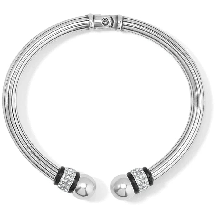 Brighton Meridian Open Hinged Bangle -Silver / Black