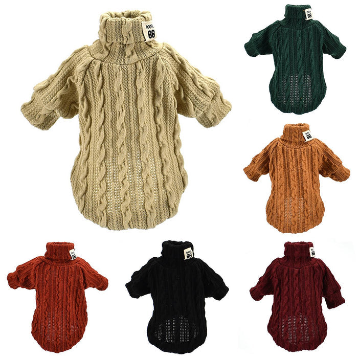Cable Knit Dog Sweater — Small Pet Turtleneck