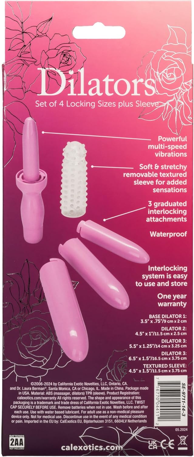 Calexotics Dr. Laura Berman Vibrating Dilator Set (4 Sizes + Sleeve)