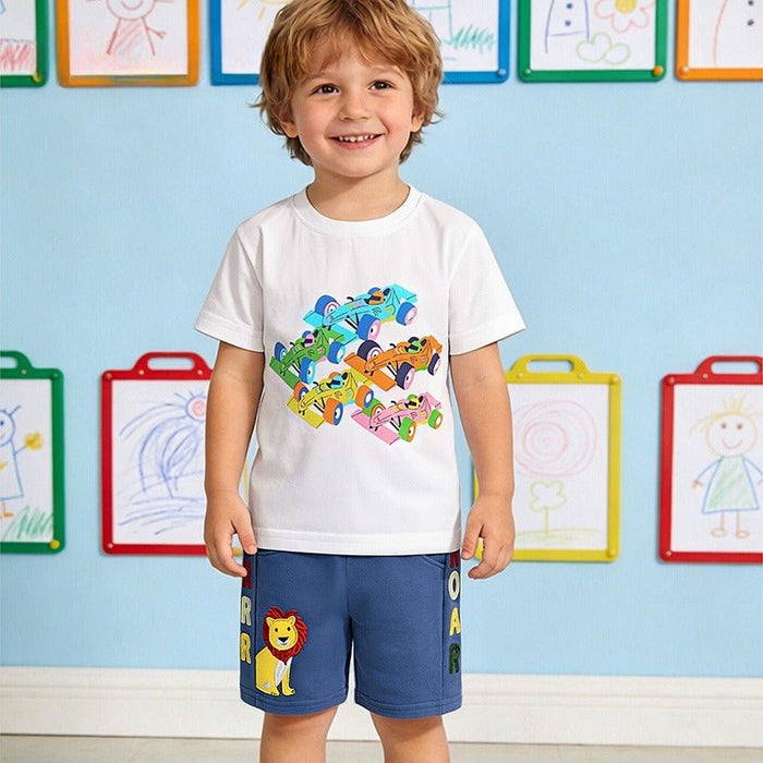 Cartoon Lion Embroidered Boys Summer Shorts