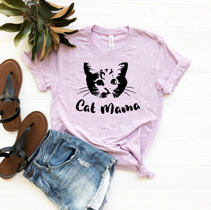 Cat Face Mama Script Tee