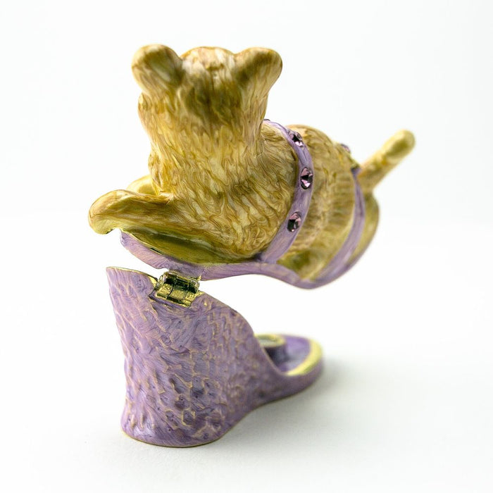 Cat on Purple Shoe Trinket Box