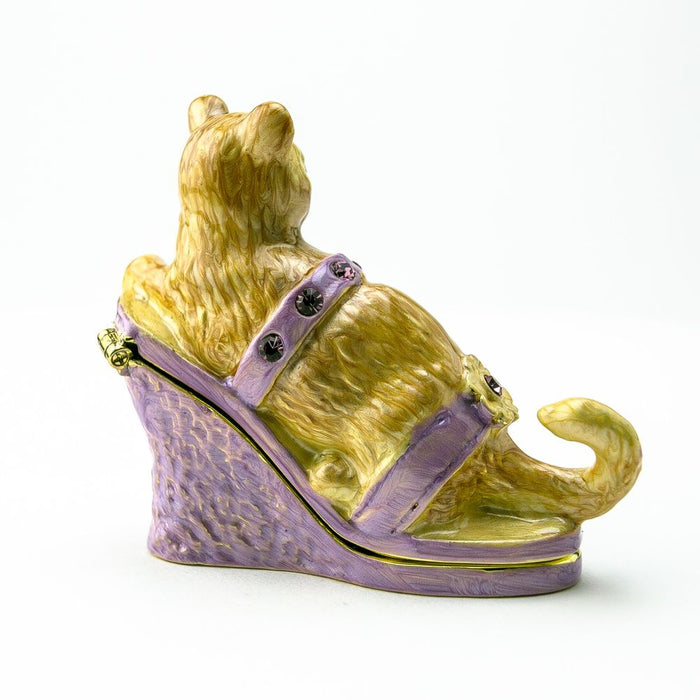 Cat on Purple Shoe Trinket Box