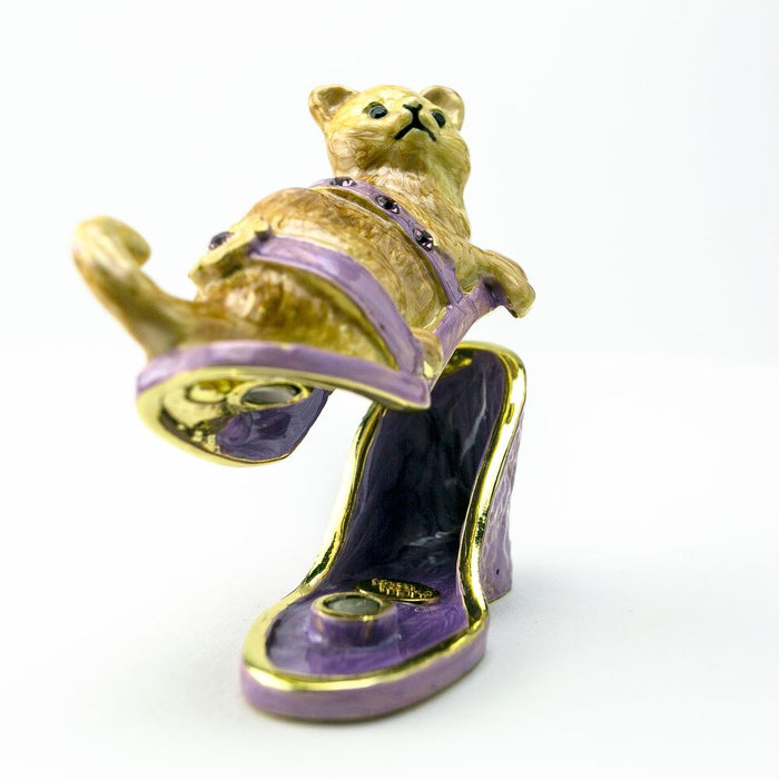Cat on Purple Shoe Trinket Box