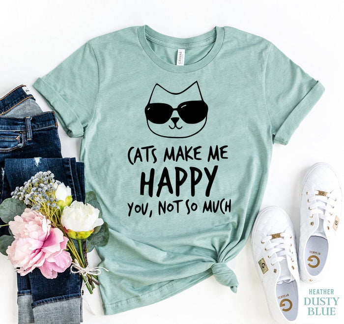 Cats Make Me Happy Sunglasses Tee