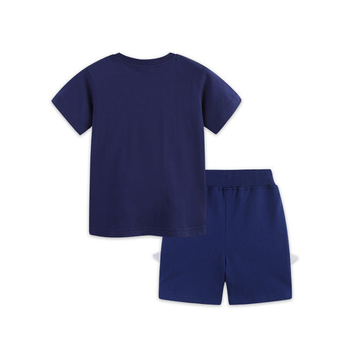 Children's Short-Sleeve Sailing Boat Cartoon Print Set