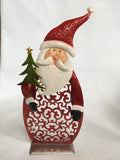 Christmas 19” Glittered Metal Santa Holding Tree