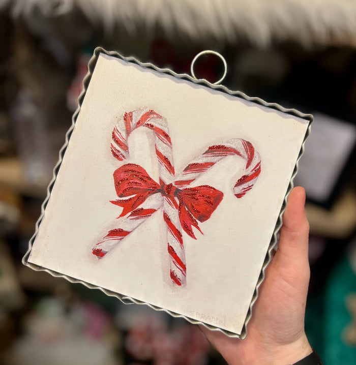 Christmas Candy Canes with Red Bow Mini Print