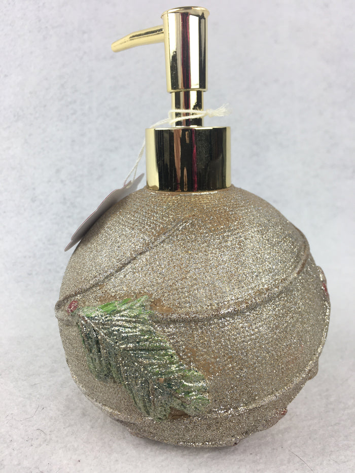 Christmas Glittered Red Cardinal and Gold Soap Dispenser