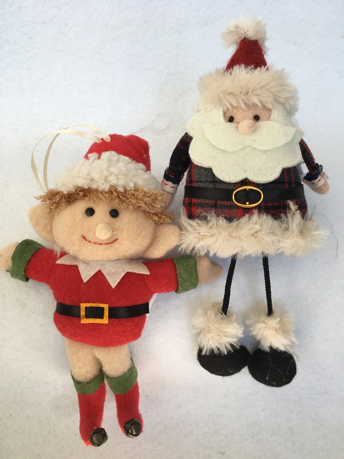 Christmas Plush Detailed Santa or Elf Ornament