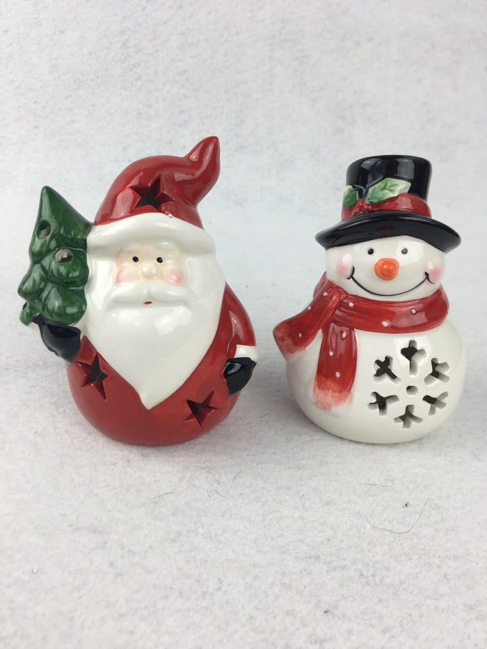 Christmas Santa or Snowman Light Up Ceramic Display