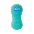 A blue-green, peanut-shaped Chuckit! Wool-ee Bone dog toy with a fuzzy texture and a blue Chuckit! label in the center, shown on a plain white background.