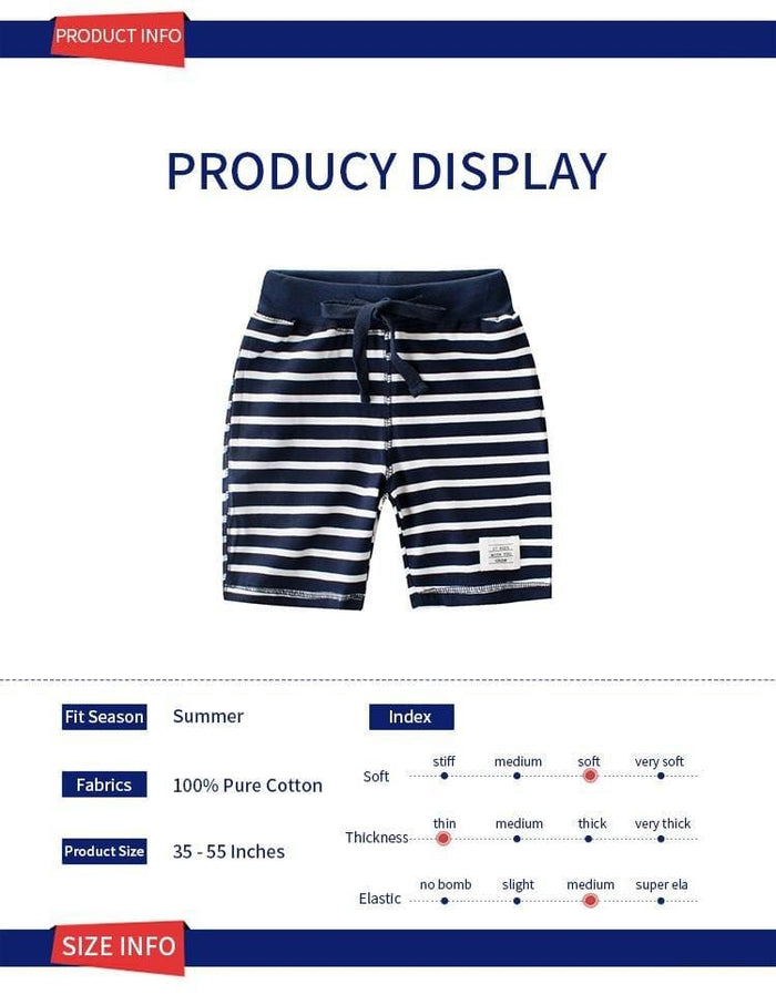 Classic Summer Kids Striped Style Cotton Shorts - Kidsyard Greenland