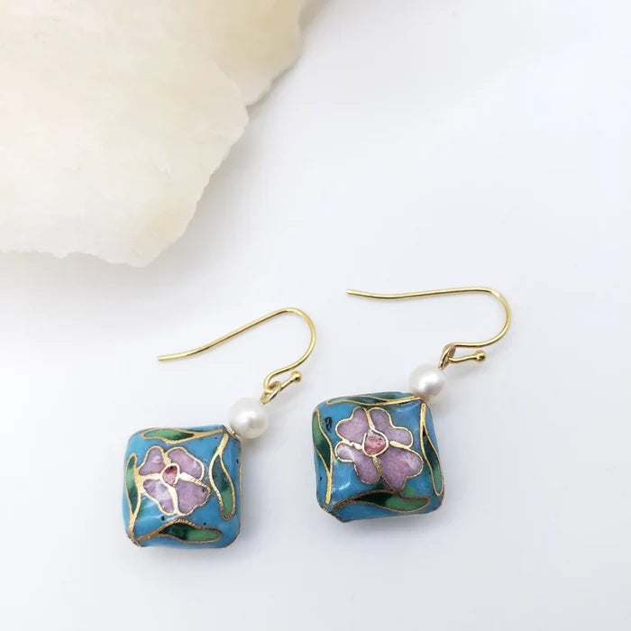 Cloisonné Floral Earrings