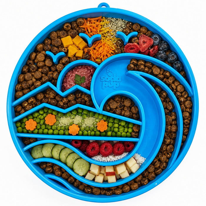 Coastal-Pattern Feeding Tray with Shallow Sections