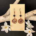 Copper rimmed with Steel Inlay and Onyx Beads Earring #311