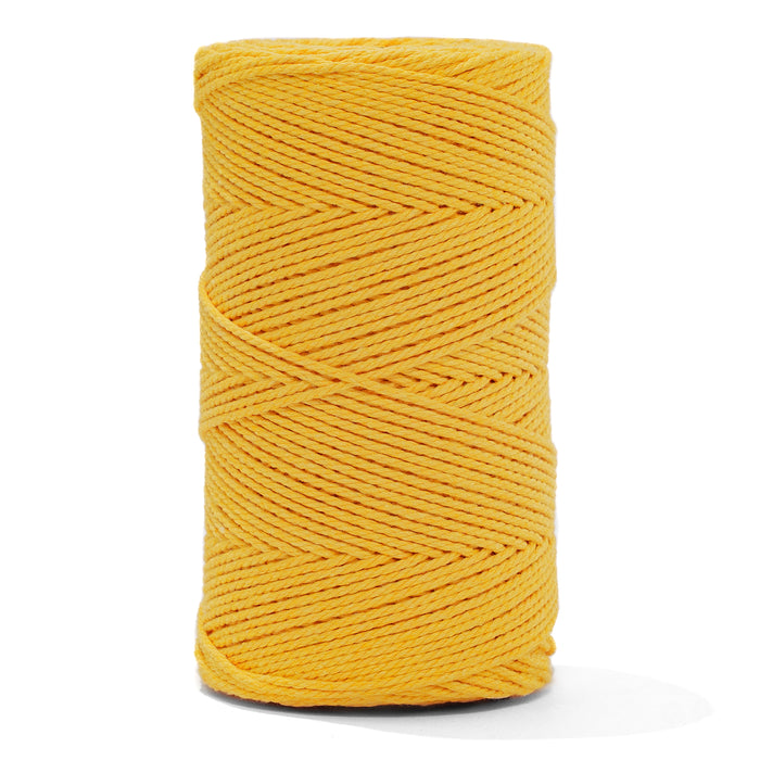 Cotton Rope Zero Waste 2 mm - 3 ply - Lemon Yellow Color