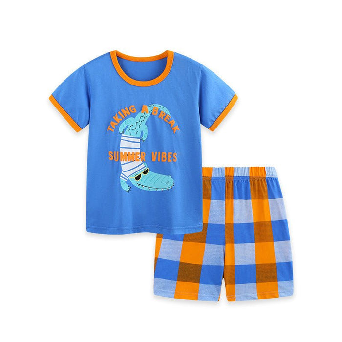 Crocodile Print Kids 2-Piece Top with Shorts Set