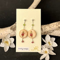 Curly Maple with Peridot and Spinell Beads Earrings #305