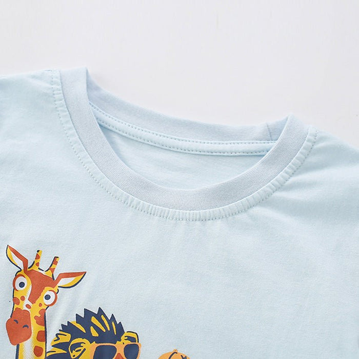 Cute Boy's Animal Jeep Graphic Tee and Shorts Set