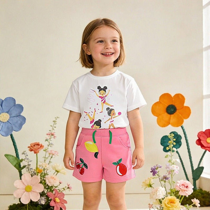 Cute Cherry Lemon Kids Pink Shorts